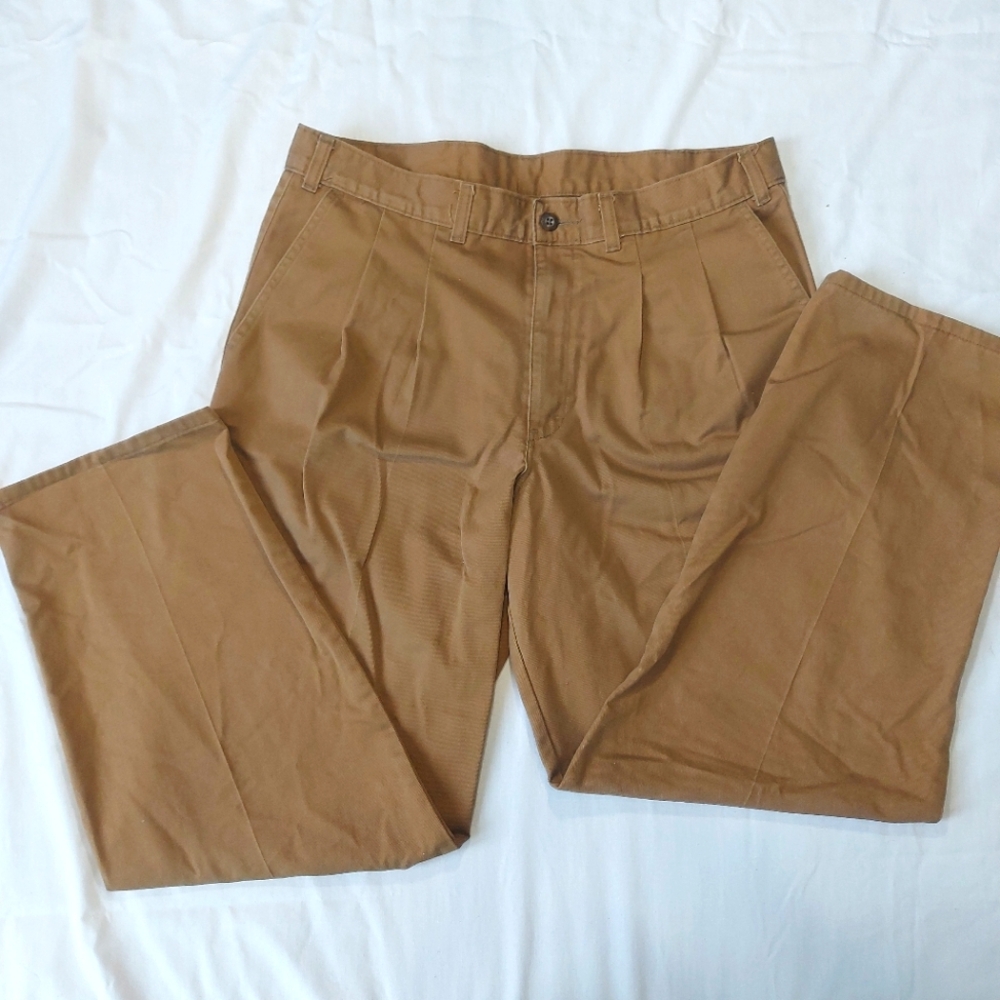 Denver Hayes Men's Tan Relaxed Fit Casual Pants, 36" x 28"